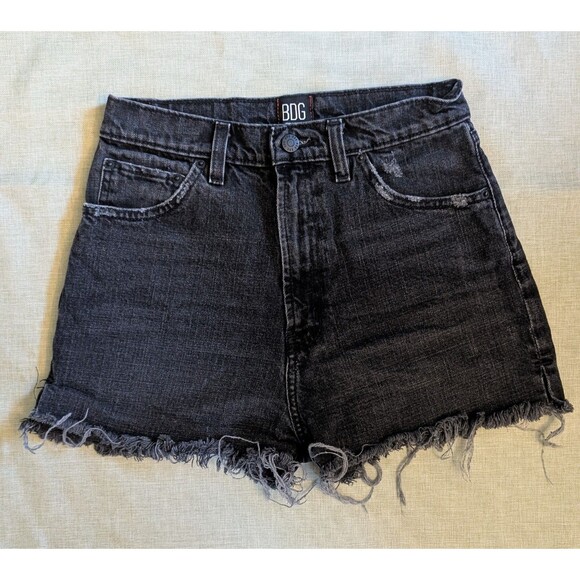 BDG Pants - BDG Girlfriend High Rise Black Cut-Off Jean Shorts Womens 27